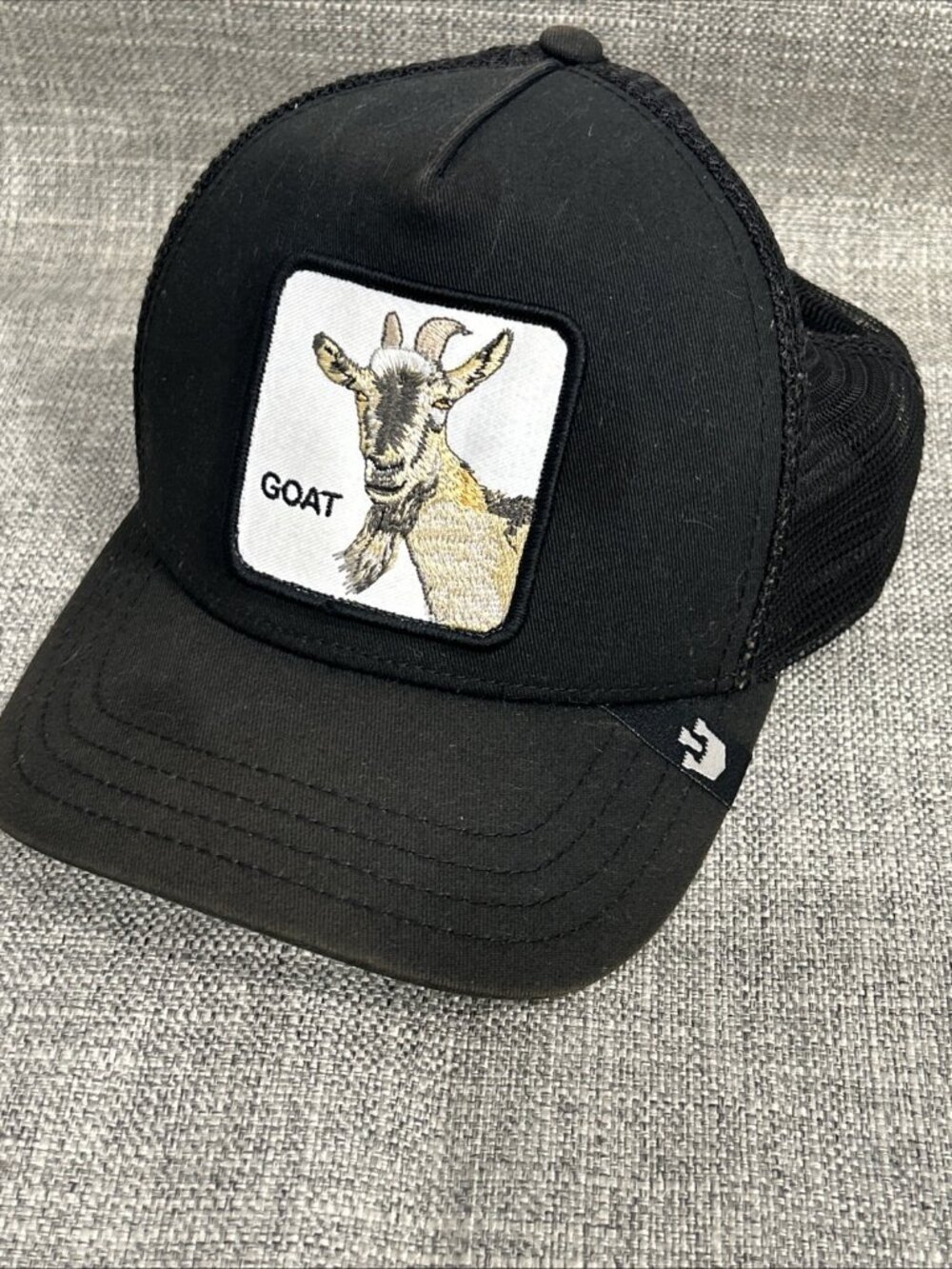 Goorin Bros Goat Black Mesh Snapback  Black Trucker Hat Patch Baseball Hat